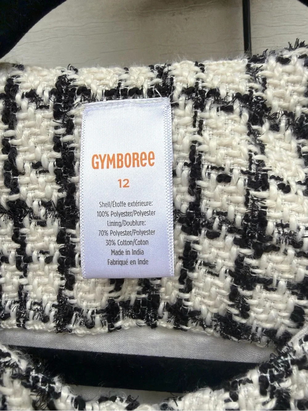 Gymboree Girls Size 12 Tweed Dress Black Ivory Holiday Christmas Church